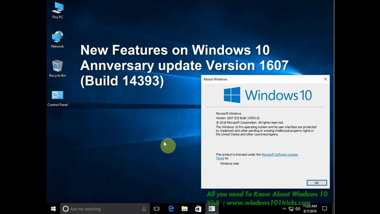 windows 10 version 1607 support